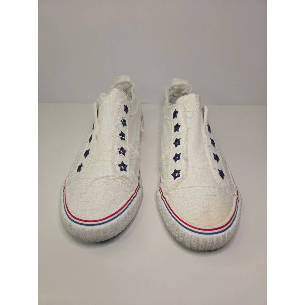 BlowFish Malibu white Tattered Slip On  converse style Sneakers Women's Sz 7 - Picture 2 of 8